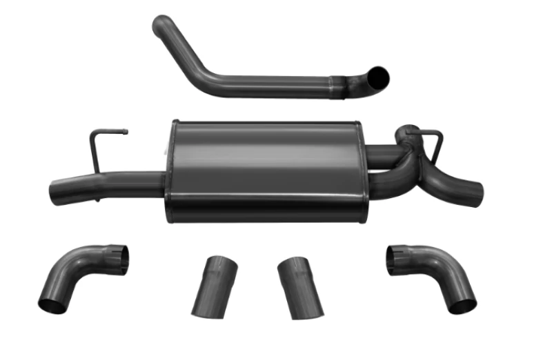 Corsa 2018-2024 Jeep Wrangler JL 2,5 Zoll Dual Rear Turn Down Exit Black Sport Axle-Back Auspuff