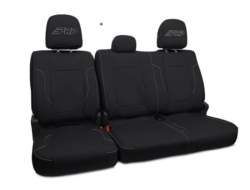 PRP 12-14 Ford Raptor  Rear Bench Seat Covers- Black with Silver Stitch