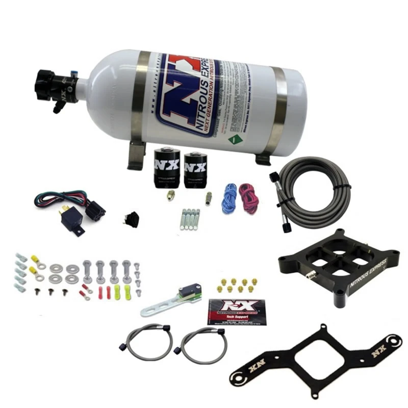 Nitrous Express 4150 Einzelaufnahmes Querträger-Platte RNC Nitrous Kit (250-750PS) mit 10lb Flasche