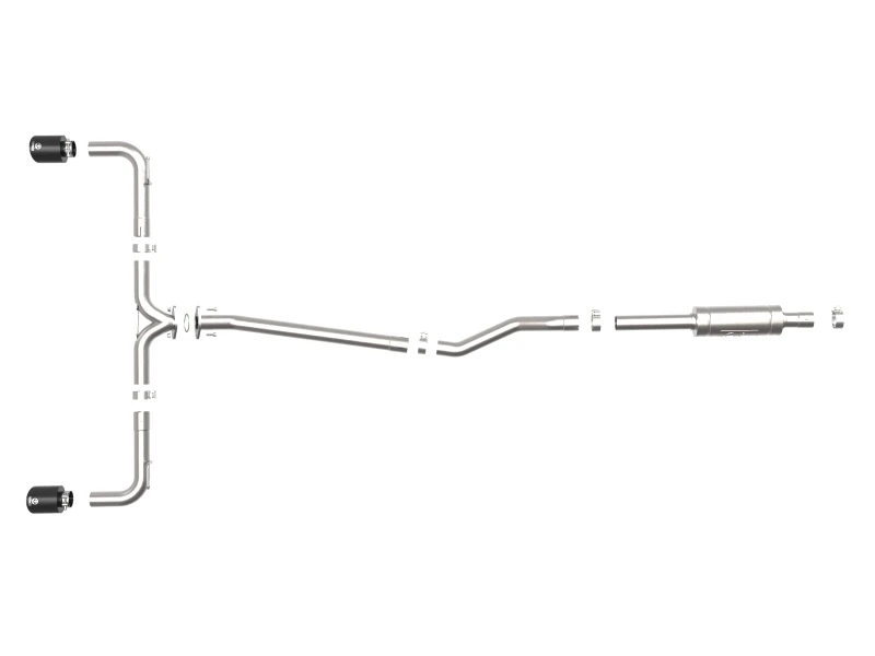 aFe Takeda 2-1/2 Zoll 304 SS Kat-Back Abgasanlage mit schwarzen Endrohren 14-18 Mazda 3 L4 2,0L/2,5L