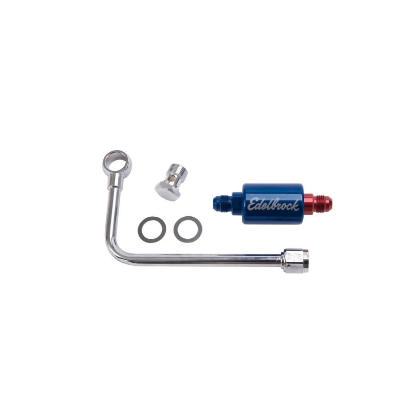 Edelbrock Chromed Steel Kraftstoffleitung und Filter Kit für EPS Vergaser