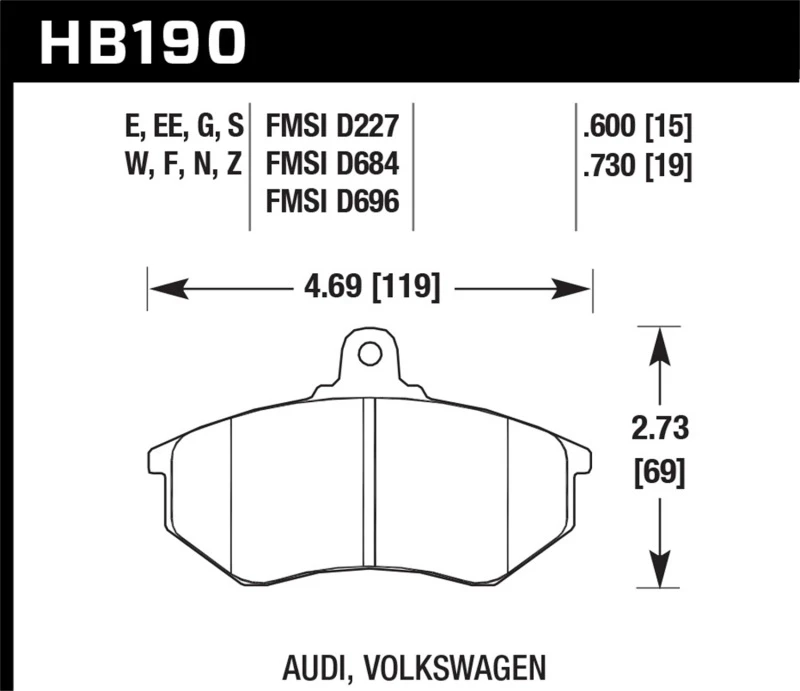 Hawk 1985 Audi 4000 1.8L S 256mm Rotoren vorne ER-1 Bremsbeläge
