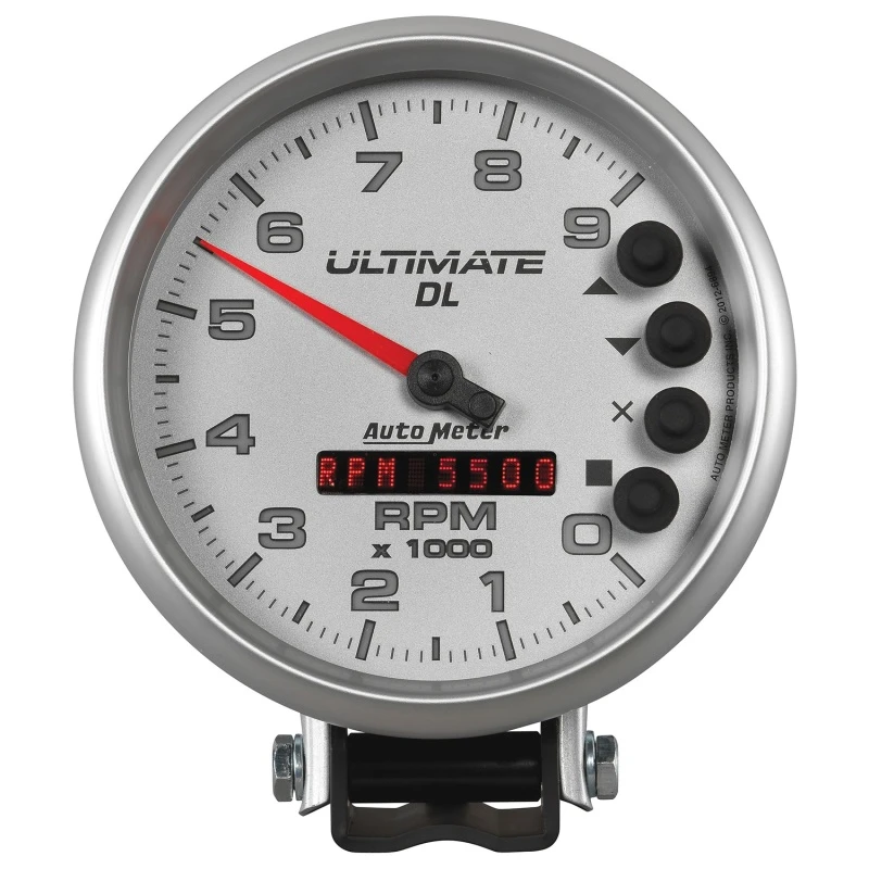 AutoMeter-Tachometer 5 Zoll 9.000 U/min Sockel-Datenlogger Ultimate Dl Playback Silber