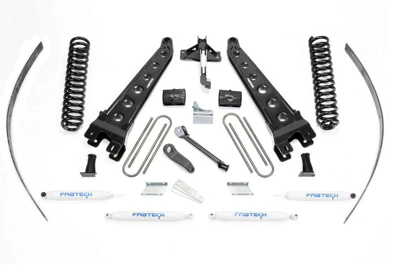 Fabtech 08-16 Ford F250 4WD mit werkseitiger Überlast 8-Zoll-Rad-Arm-System mit Federn und Performance-Stoßdämpfern