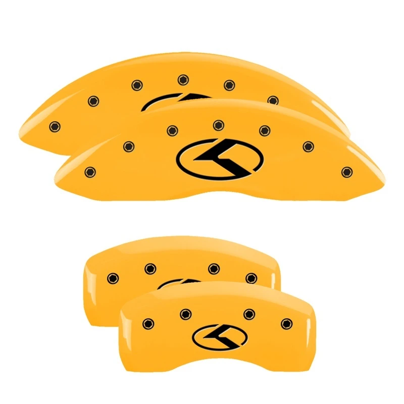 MGP 4 Bremse Caliper Abdeckungen Graviert Vorne & Hinten Circle K/Kia Gelb Finish Schwarz ch