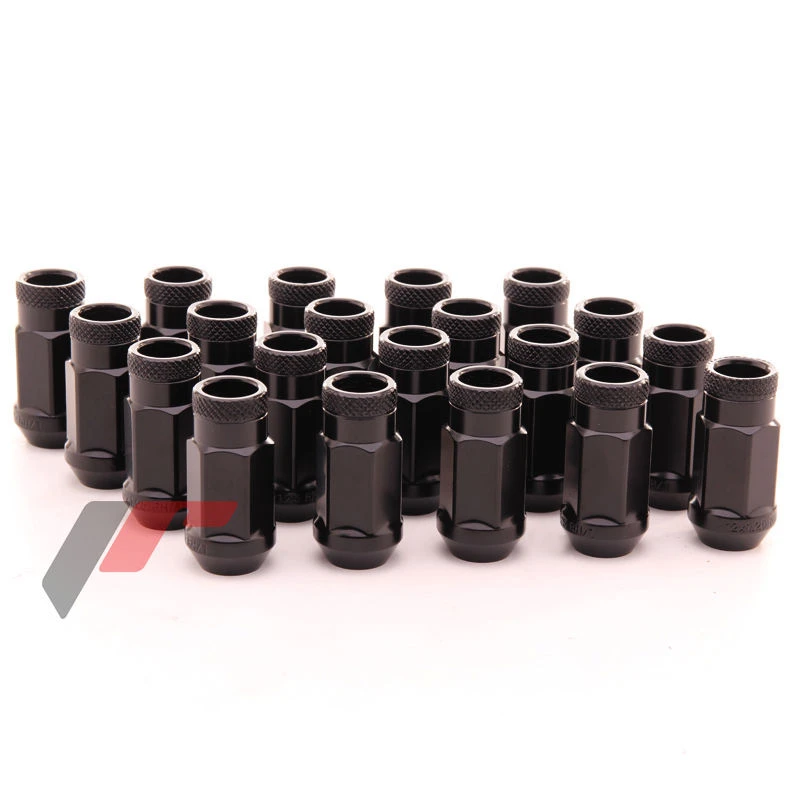JR Stahl Lug Nuts Radmuttern für Honda, Mitsubishi, Toyota (M12x1.5) Schwarz offen