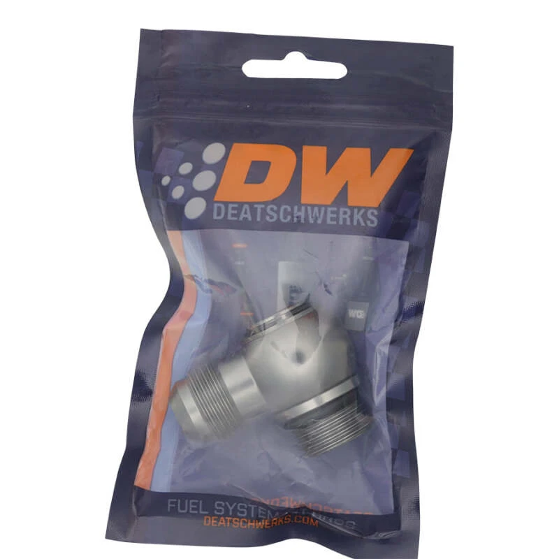 DeatschWerks 10AN ORB-Männlich auf 10AN-Männlich Flare Low Profile 90-Grad-Schwenk - eloxiertes DW-Titan