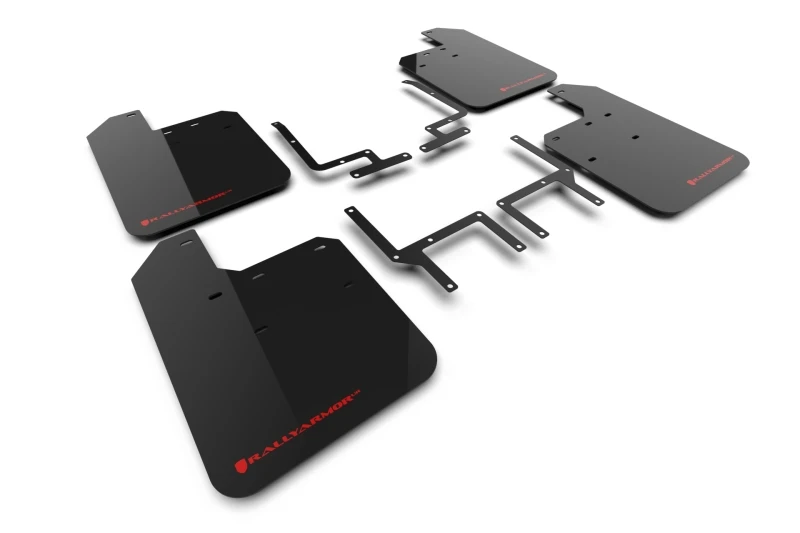 Rally Armor Black UR Mud Flap with Red Logo for 2018+ Jeep Wrangler Rubicon JL