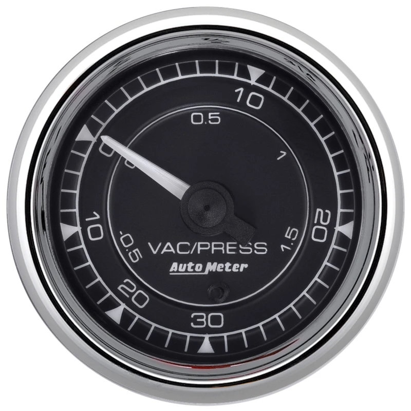 AutoMeter Chrono 2-1/16in 30in HG/30PSI Digital Stepper Motor Vaccum/Boost Gauge - Chrome