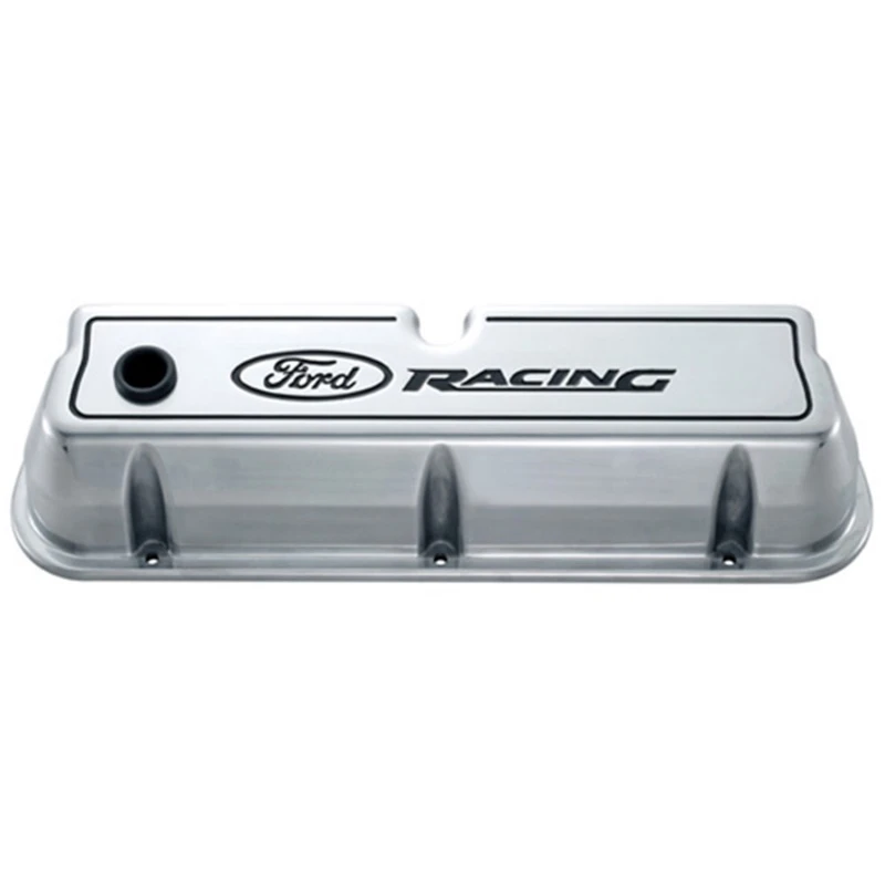 Ford Racing Logo Guss-Schwarz Ventildeckel Poliert