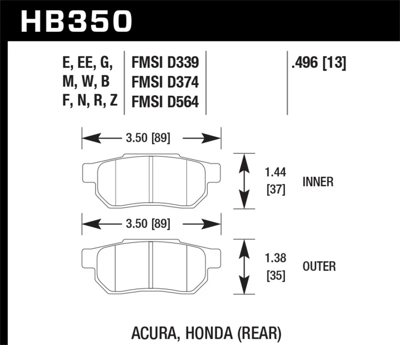 Hawk Honda/Acura ER-1 Ausdauer-Rennbremsbeläge hinten