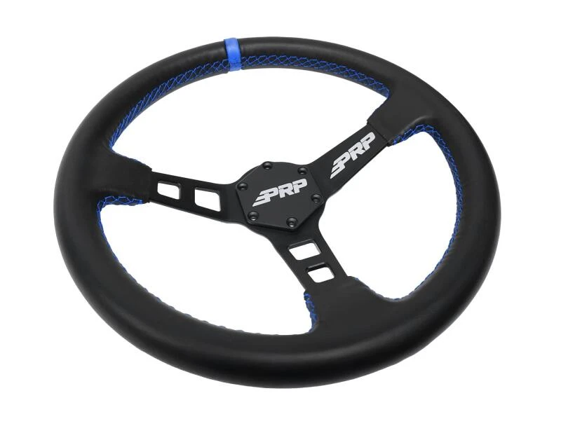PRP Deep Dish Leather Steering Wheel - Blue
