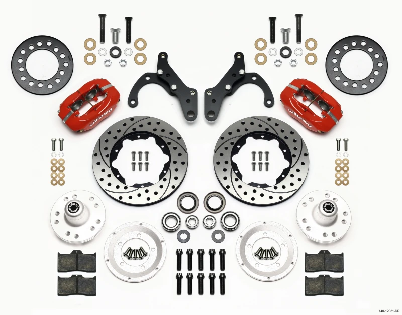 Wilwood Forged Dynalite Vorderes Kit 11,00 Zoll Loch-Rot 65-68 Chevy Impala -Trommelachse