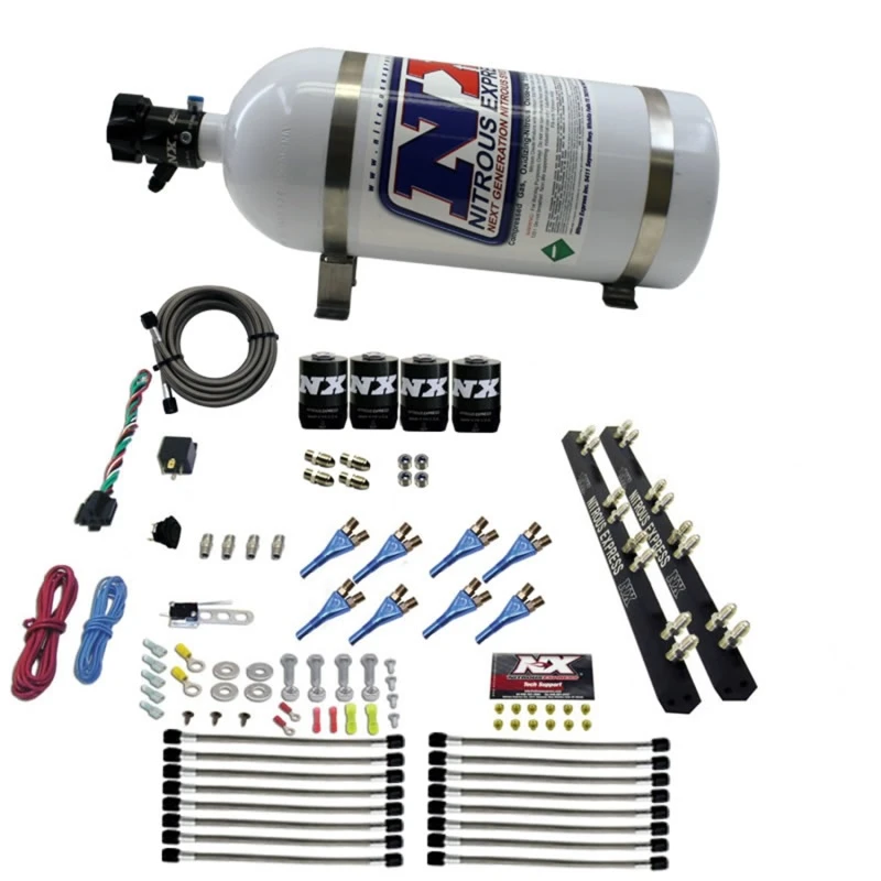 Nitrous Express 8-Zyl-Soft-Line-Shark-Rail-Nitrous-Kit mit 10lb-Flasche