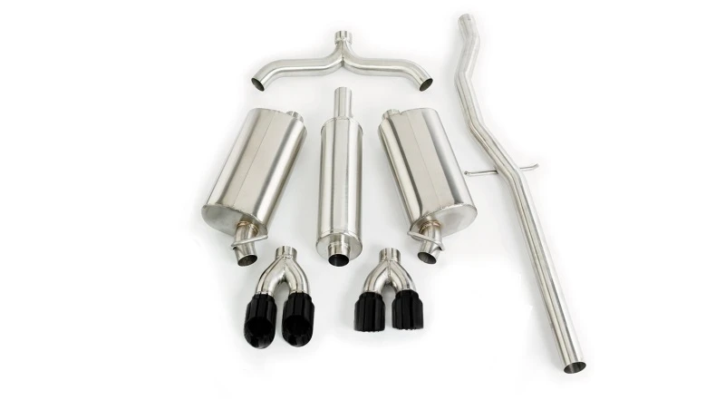 Corsa 98-03 Cadillac Seville 4.6L 2.5 Zoll Kat-Abgasanlage mit Doppel-Ausgang und Twin 35 Zoll schwarzen Pro-Series-Endrohren