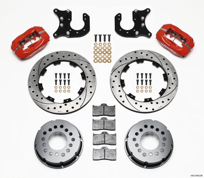 Wilwood Forged Dynalite P/S Hinterrad-Kit gebohrt Rot Chevy 12 Bolt-Spezifikation 3,15 Zoll Lager