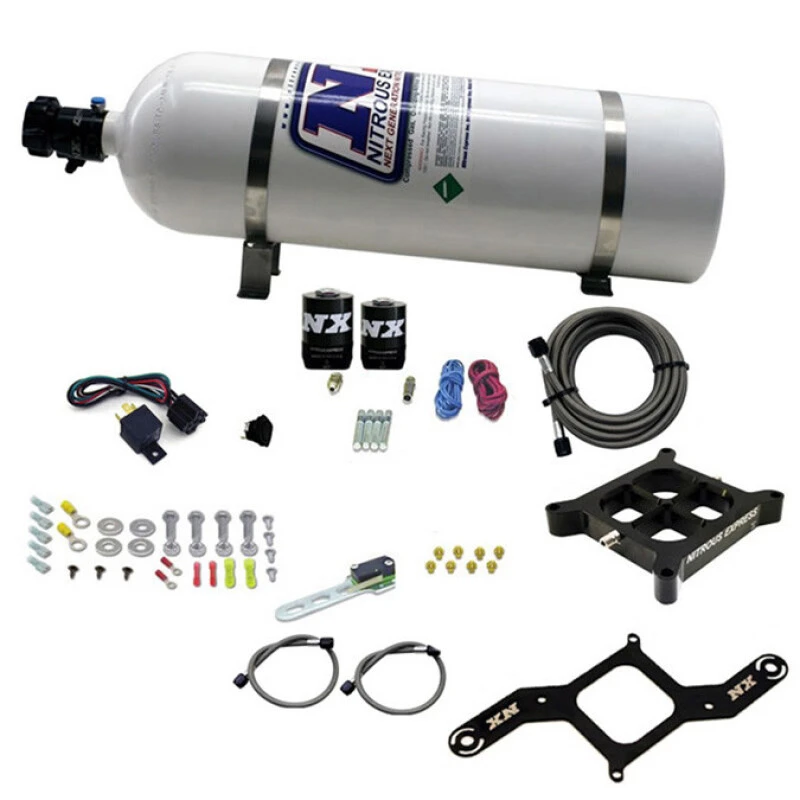 Nitrous Express 4150 Single Entry Crossbar Plate RNC Nitrous Kit (250-750HP) w/15lb Bottle