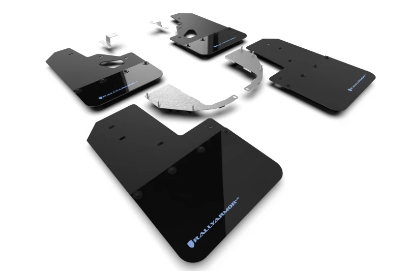 Rally Armor 21-24 Ford Bronco (Stahl Stoßstange + RR - kein Raptor/Sport) Schwarz Mud Flap mit Area Blue Logo