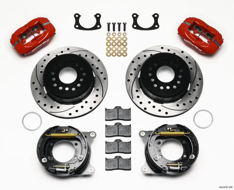 Wilwood Forged Dynalite P/S Parkbremse-Kit Bohr rot Neu Big Ford 2,50 Zoll Offset Vordere Bremse