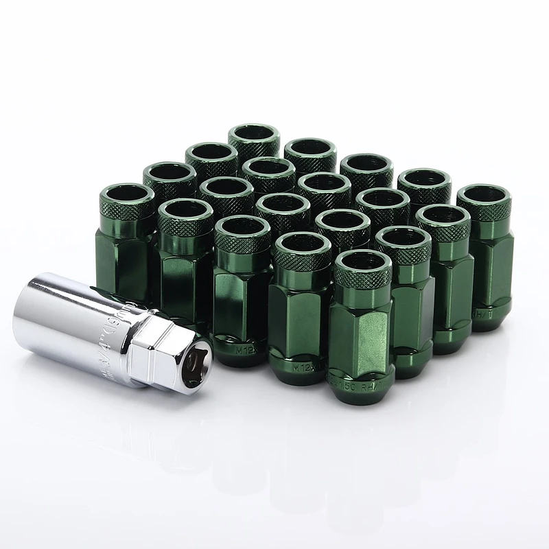JR Stahl Lug Nuts Radmuttern für Honda, Mitsubishi, Toyota (M12x1.5) Grün offen