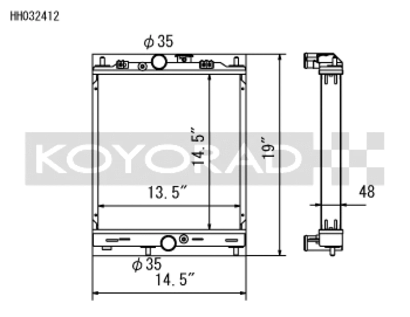 Koyo Racing Aluminium Kühler Halbgröße für 2003–2007 Mitsubishi Evolution 7/8/9 Turbo (MT)