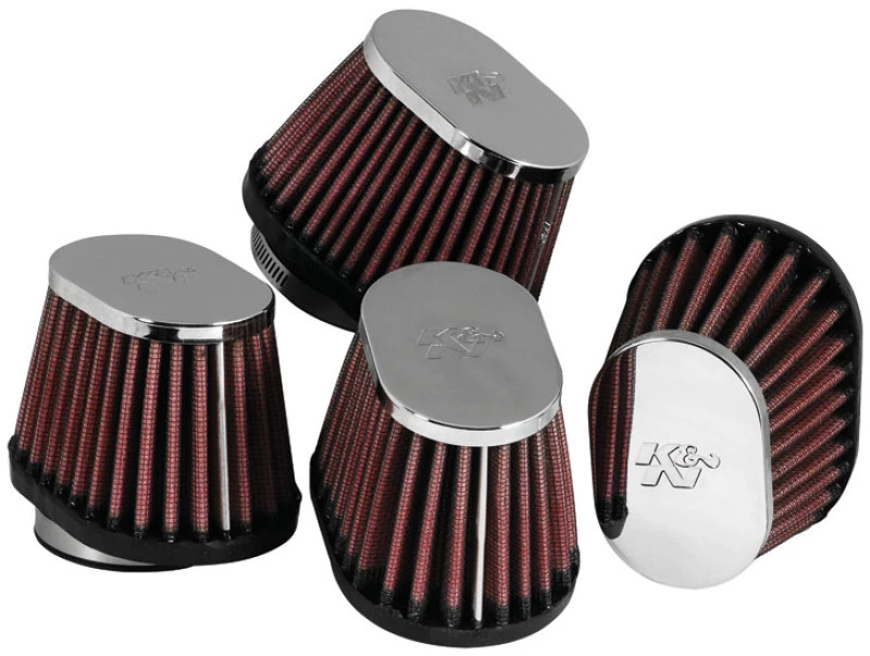 K&N Universeller Chrom Oval Konischer Luftfilter - 2in Flg ID x 4in OS L 3in OS W x 2,75in H