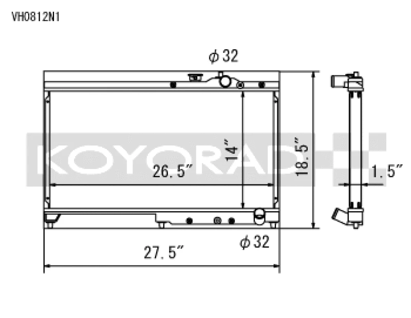 Koyo Aluminium Racing Kühler für 1992–2000 Honda Civic SI / Del Sol VTEC mit DOHC 1.6/1.8
