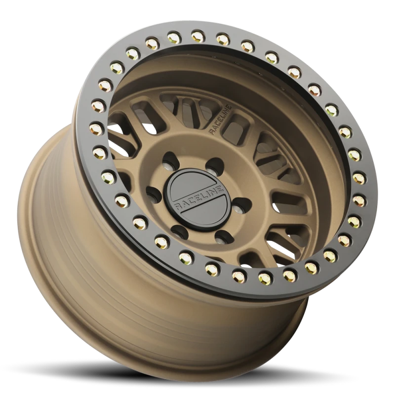 Raceline RT951B Ryno 17x9in/6x139.7 BP/-12mm Offset/106.1mm Bore- Bronze & Black Ring Beadlock Wheel