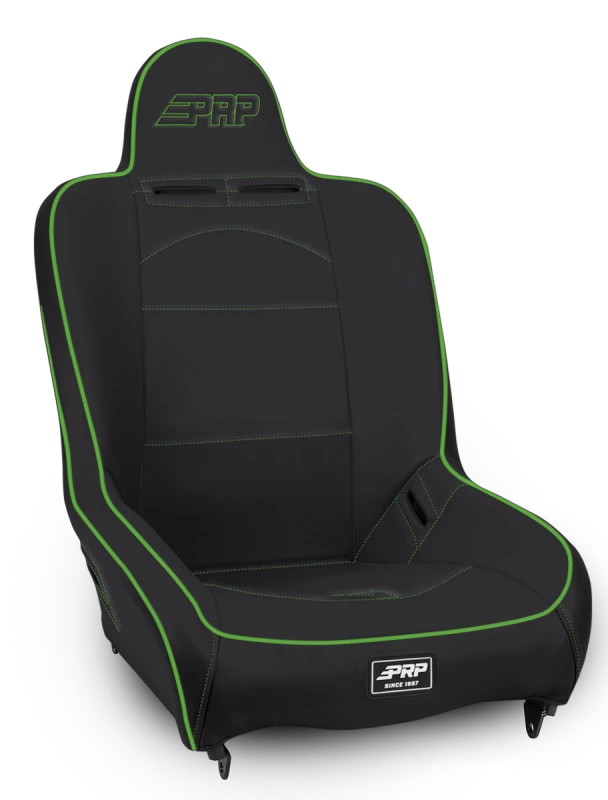 PRP Premier High Back Suspension Seat- Black/Green Vinyl