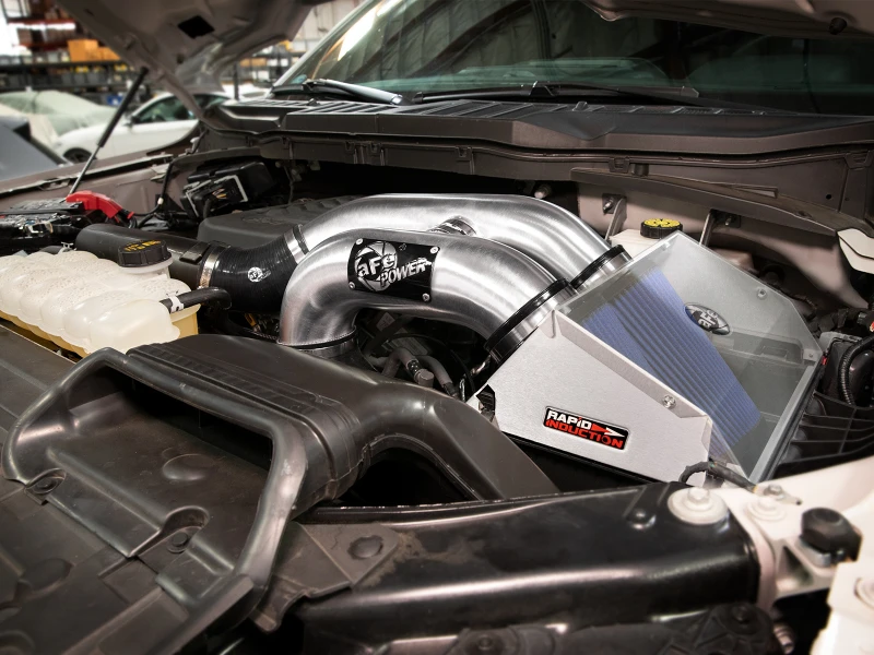 aFe Rapid Induction Pro 5R Kaltluft-Ansaugsystem gebürstet 21-22 Ford F-150 Raptor V6-3.5L (tt)