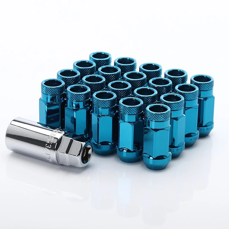 JR Stahl Lug Nuts Radmuttern für Honda, Mitsubishi, Toyota (M12x1.5) Blau offen