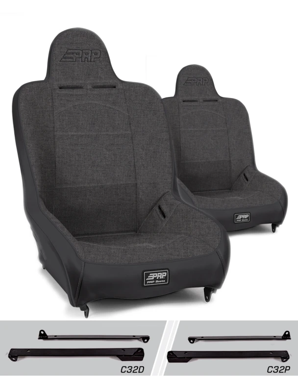 PRP Jeep Wrangler CJ7/YJ Premier High Back Suspension Seats Kit (Pair) - Gray