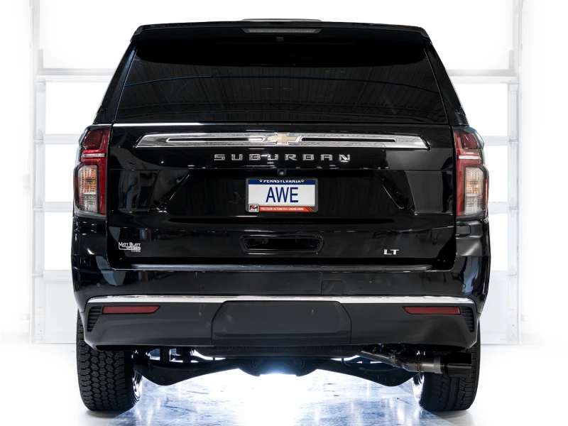 AWE Tuning 2021+ GMC Tahoe/Yukon 5.3L 0FG Side Exit Catback Exhaust - Diamond Black Tips