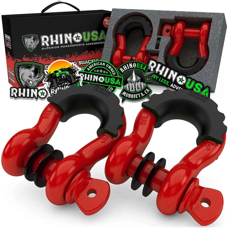 Rhino USA 3/4" D-Ring Schakelsatz (2-Stück) (Rot)