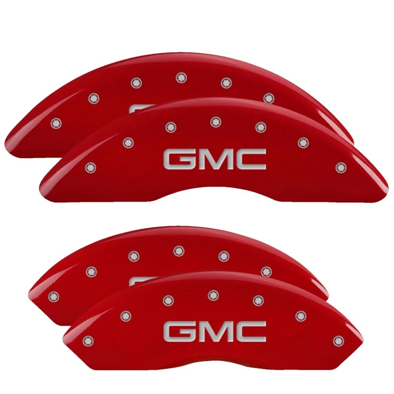 mgp_34210SGMCRD-67974cc2de61d MGP 4 Bremse Caliper Abdeckungen Graviert Vorne & Hinten GMC Rot Finish Silber