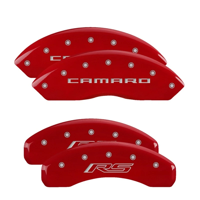 MGP 4 Bremssattel-Abdeckungen Gravur Vorne Gen 5/Camaro Gravur Hinten Gen 5/RS Rot Finish Silber
