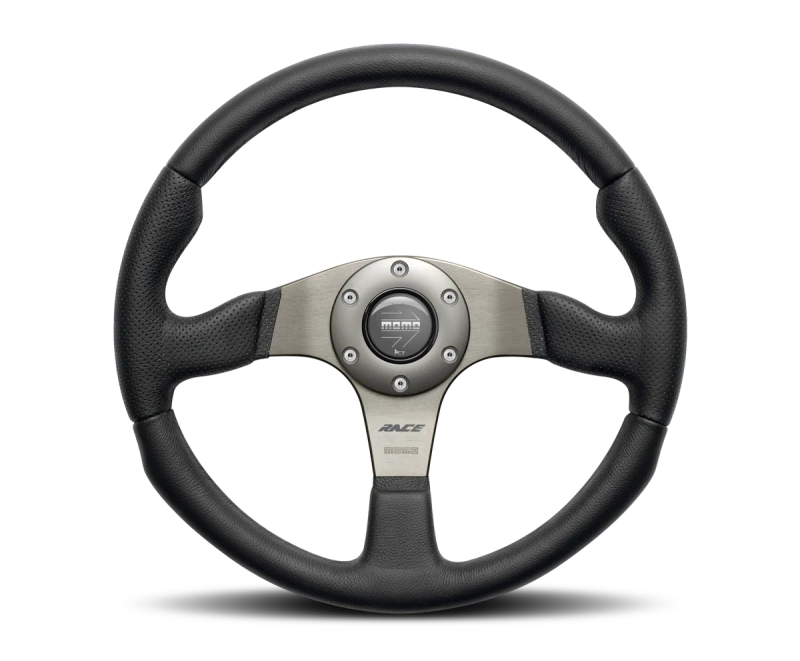 Momo Team Steering Wheel 300 mm - 4 Black Leather/Black Spokes
