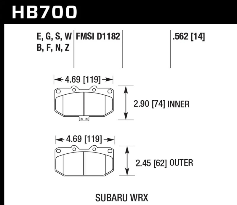 Hawk ER-1 Bremse Beläge für 06-07 Subaru Impreza WRX Front