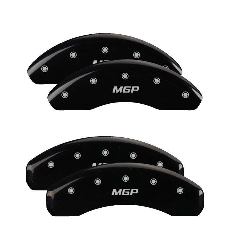 MGP 4 Bremse Caliper Abdeckungen Graviert Vorne & Hinten MGP Schwarz Finish Silber