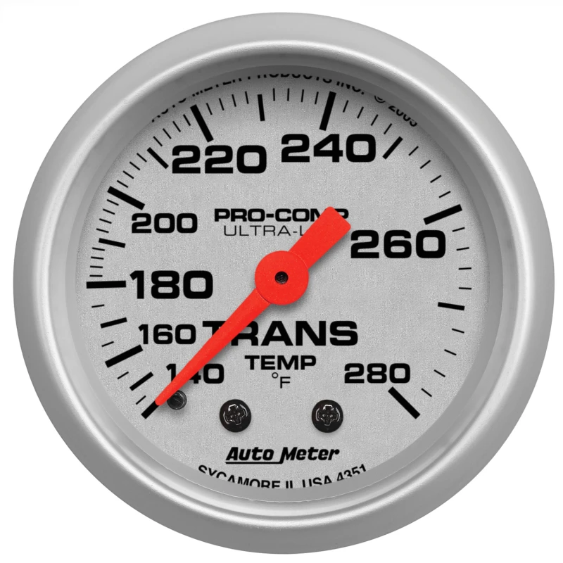 Autometer Ultra-Lite 52mm 140-280 Deg F Mechanical Transmission Temp Gauge
