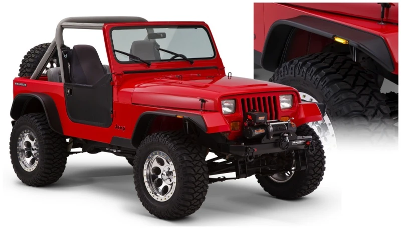 Bushwacker 87-95 Jeep Wrangler Flache Stil-Flares 4-teilig Exkl. Renegade - Schwarz