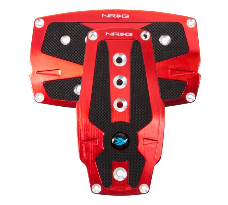 NRG Brushed Aluminum Sport Pedal A/T - Rot mit schwarzen Gummi-Einsätzen