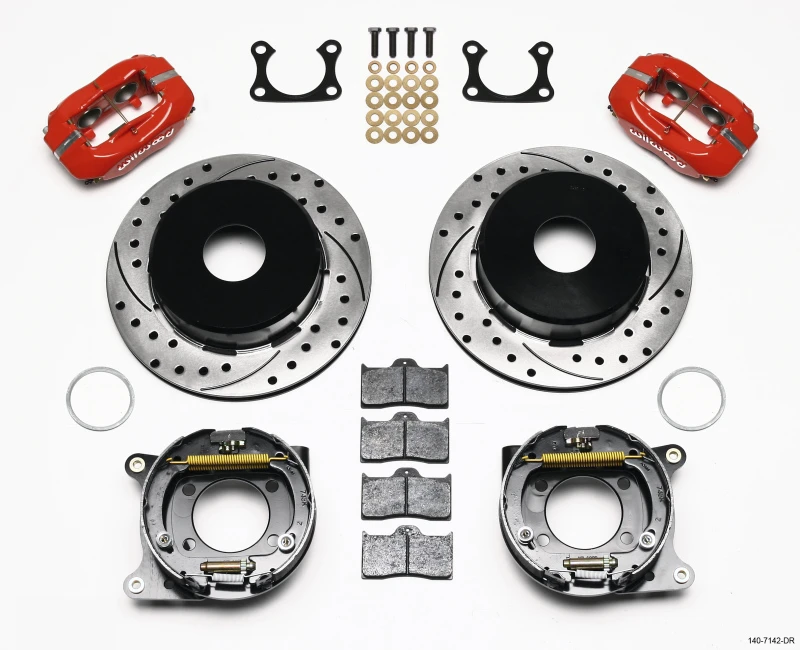 Wilwood Forged Dynalite P/S Park Brake Kit Drilled Red Big Ford 2.36in Offset Currie Blank