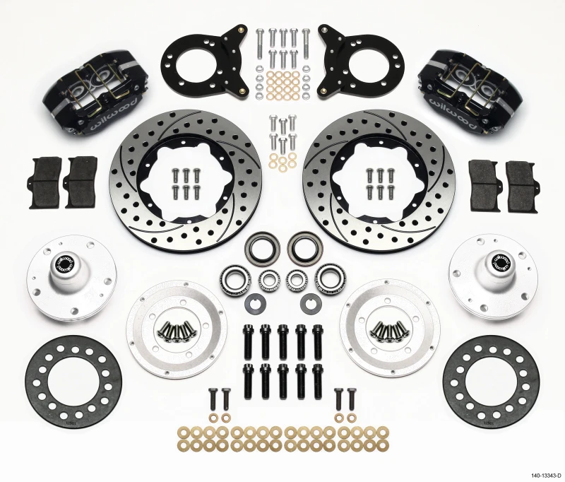 Wilwood Dynapro Dust-Boot Vorderrad-Kit 11,00 Zoll gebohrt 1965-1969 Mustang Disc & Drum Spindel
