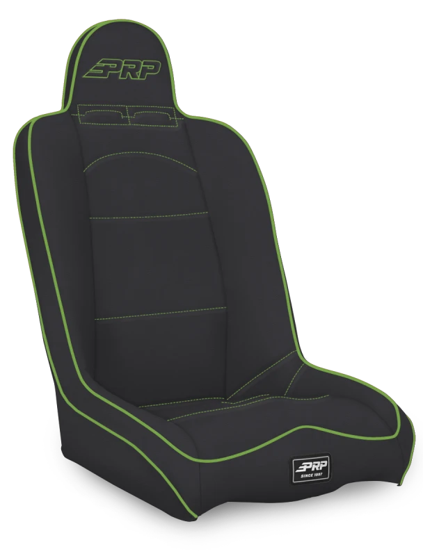 PRP Daily Driver High Back Suspension Seat- Black/Green Vinyl