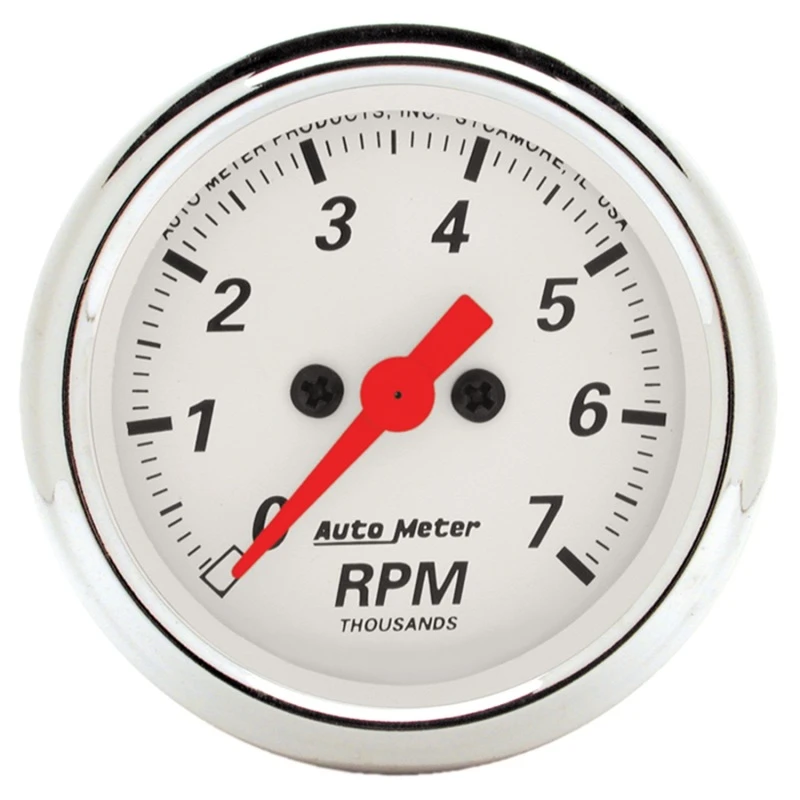 Autometer Arctic White 2-1/16in 7k RPM In-Dash Tachometer ( translated to German: Autometer Arctic White 2-1/16in 7k RPM In-Dash Tachometer )