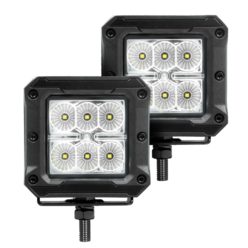 Go Rhino Xplor Bright Serie Cube LED Flutlicht Kit (Oberflächen-/Gewindebolzenbefestigung) 3x3 - Schwarz (Paar)