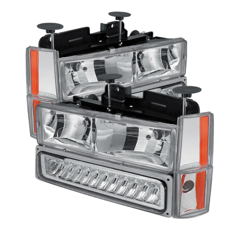 spyder_5073549-6794cc1d5ab33 Xtune GMC Yukon 92-93 Crystal Headlights w/ Corner & LED Bumper Chrome HD-JH-GMCCK88-LED-AM-C-SET