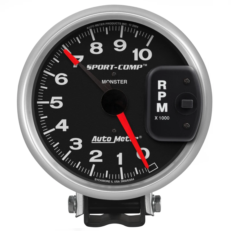 AutoMeter-Tachometer 5 Zoll 10.000 U/min Sockel mit roter Linie Sport-Comp