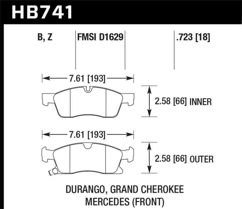 Hawk 13-15 Mercedes-Benz GL350/450 12-15 ML350 2015 ML250 HPS 5.0 Vordere Bremse Pads